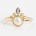 Solid Gold Crowned Bezel Pearl Ring Last Chance Sizes