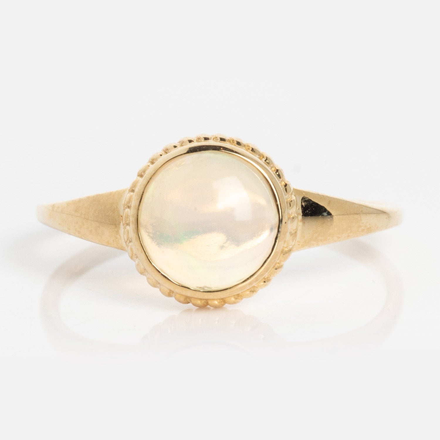 Solid Gold Textured Opal Signet Ring