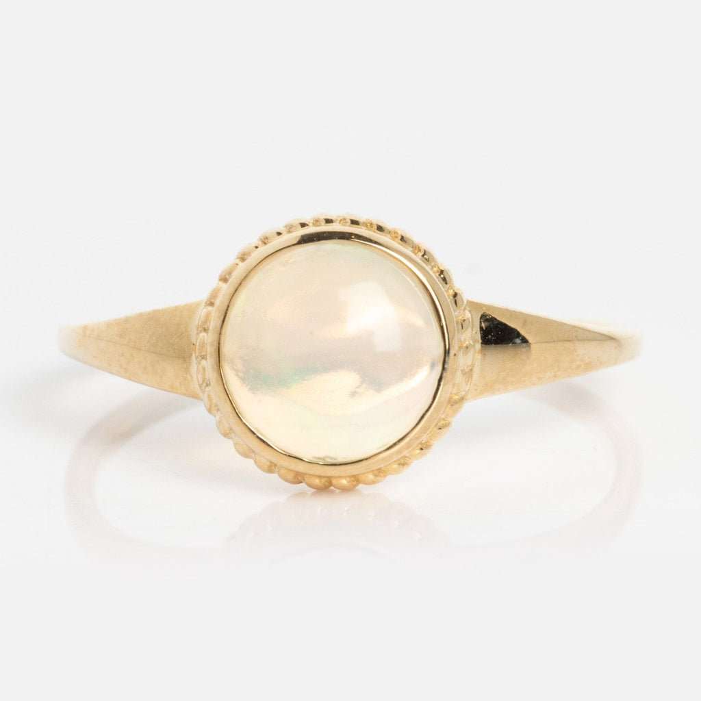 Solid Gold Textured Opal Signet Ring