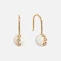 Solid Gold Floating Opal Gem Drop Earrings