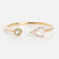 Solid Gold Sapphire and Aquamarine Open Front Ring