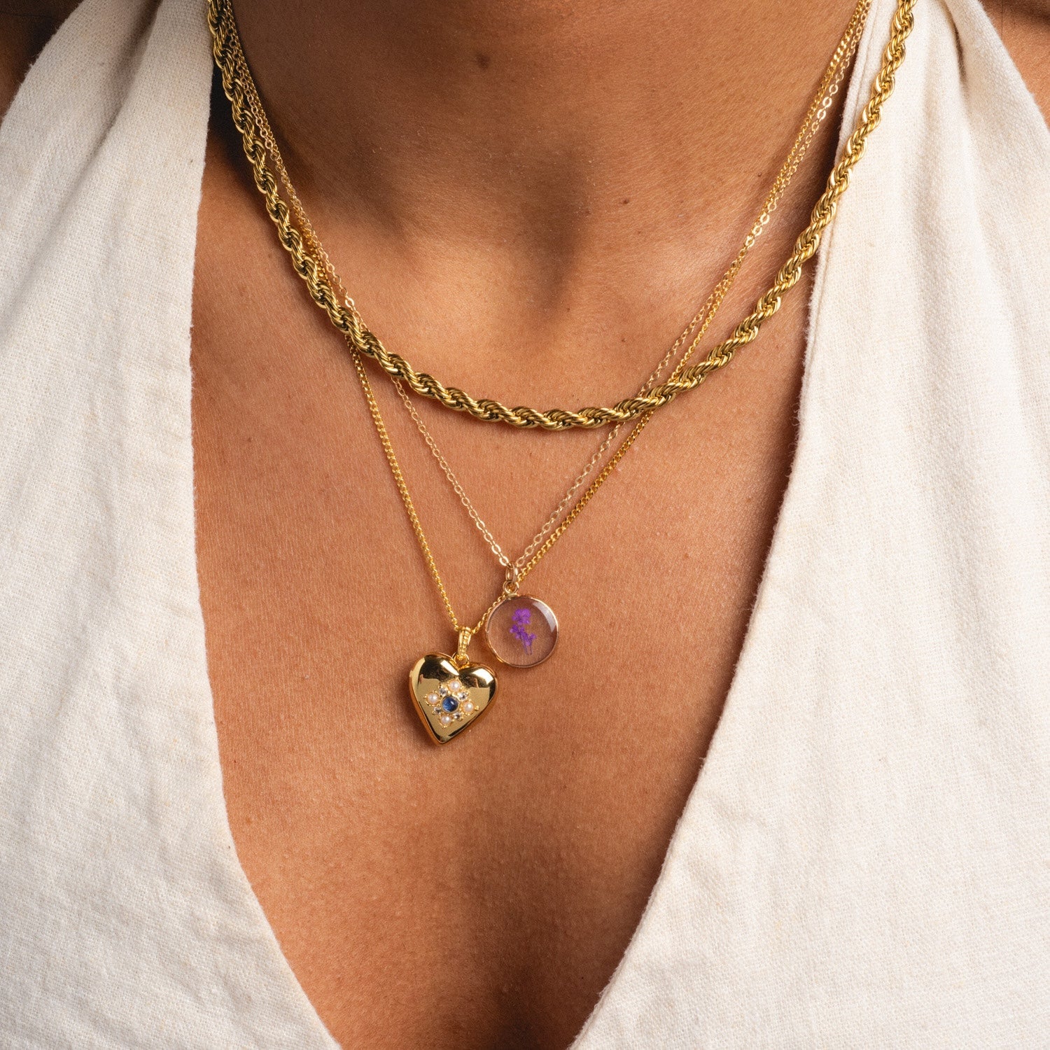 Tiny Birth Flower Portrait Necklace