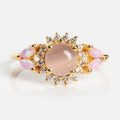 Pink Opal and Cats Eye Moonstone Sunflower Ring