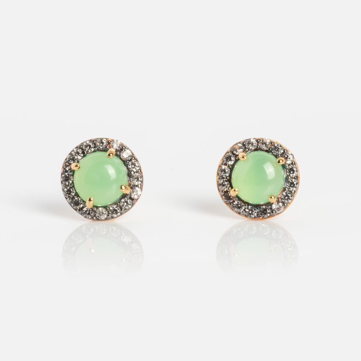 Chrysoprase Pave Stud Earrings