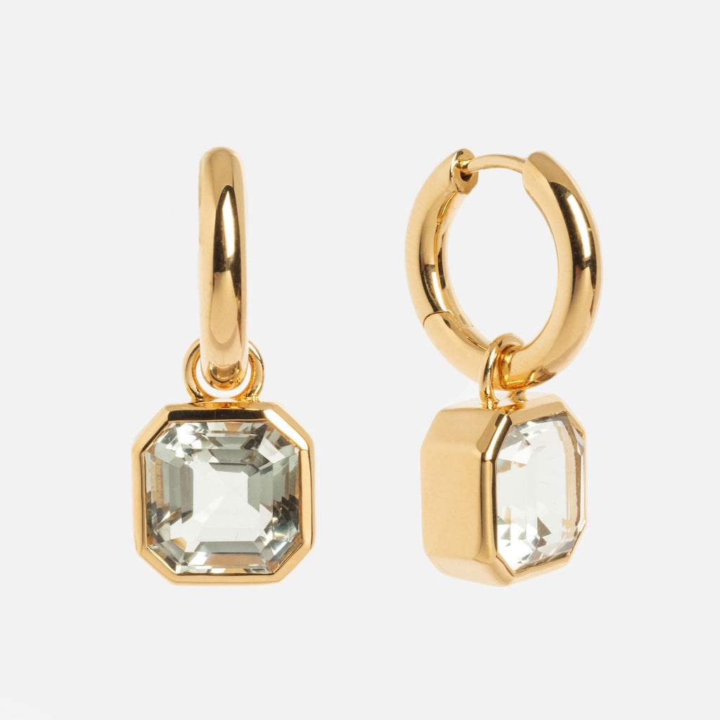 Green Amethyst Drop Hoop Earrings