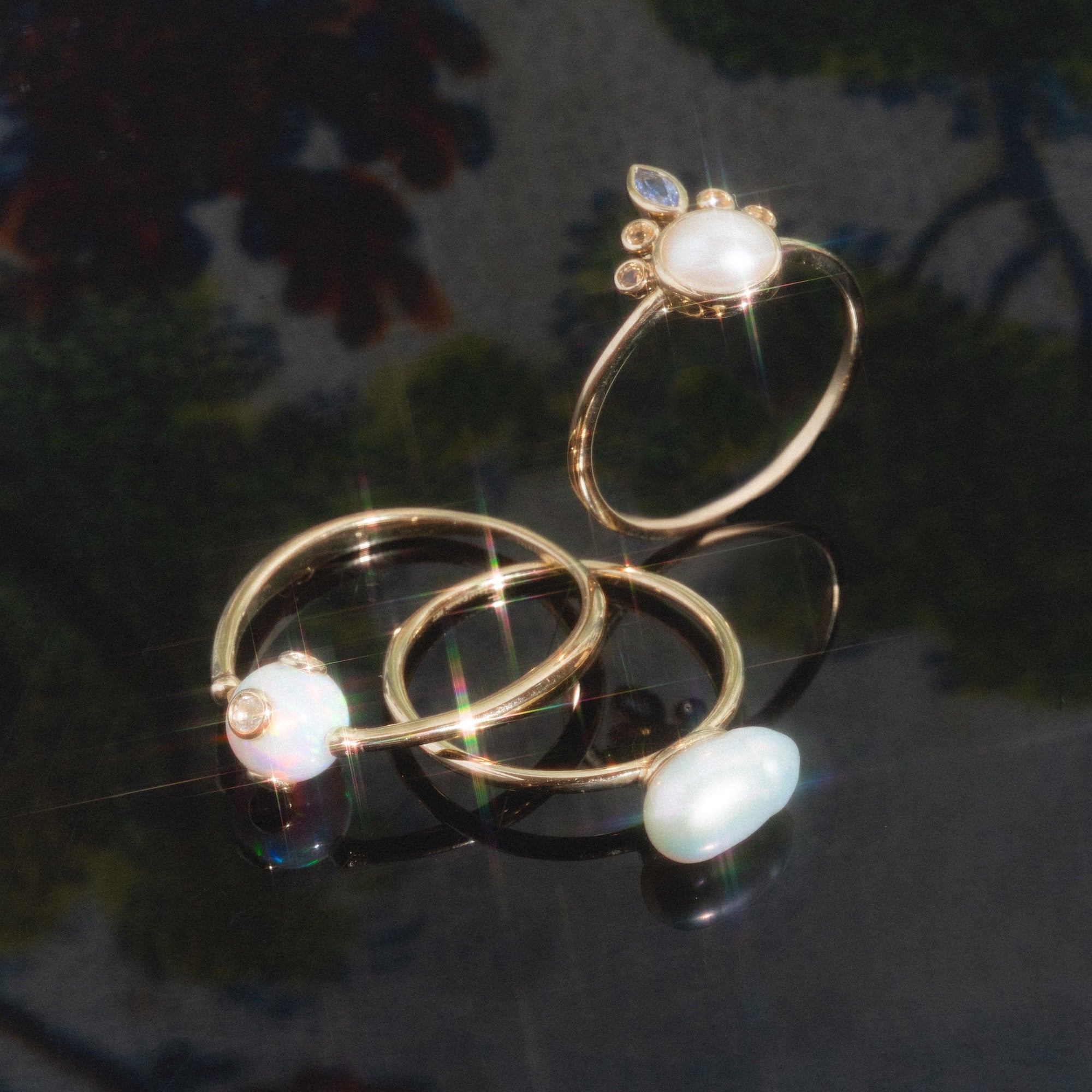 Solid Gold Organic Pearl Solitaire Ring