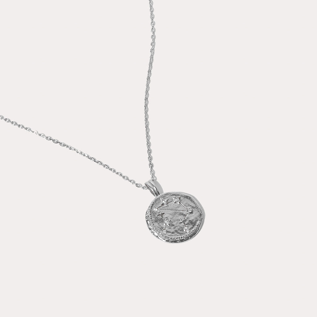 Libra Zodiac Pendant Necklace in Silver