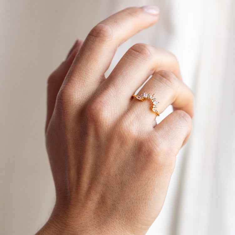 Rainbow Moonstone Sunrise Arc Ring