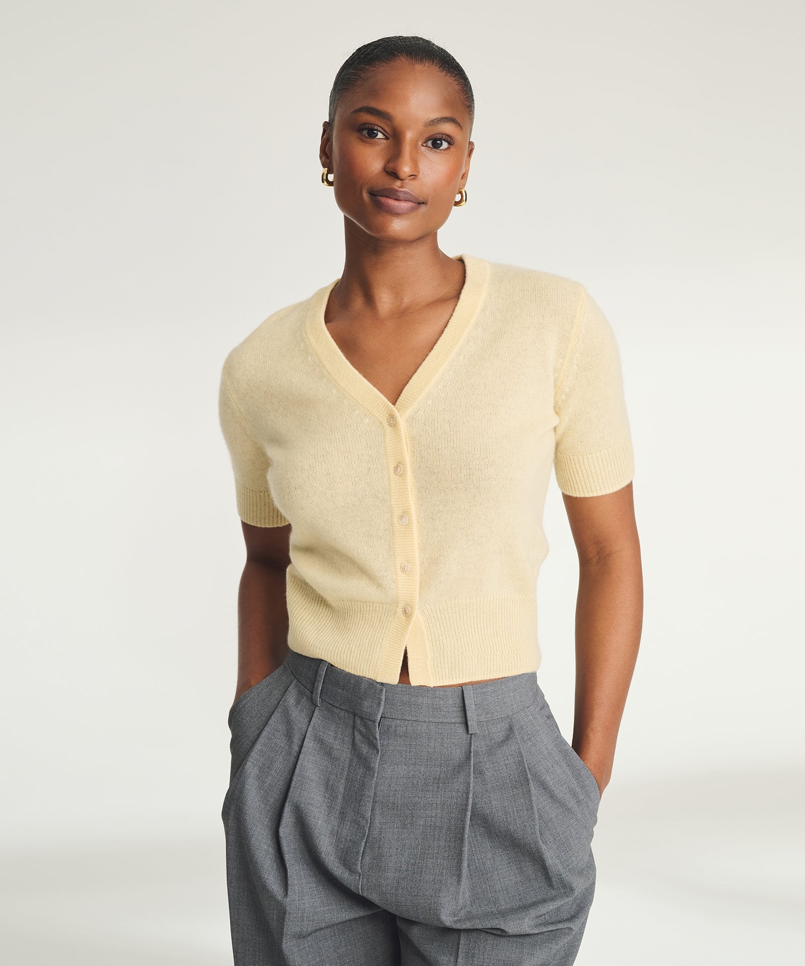 Lightweight Cashmere Short Sleeve Cardigan