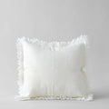 Fringed Linen Pillow in White, 20 x 20