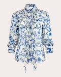 Medusa Floral Silk Organza Ruffle Shirt