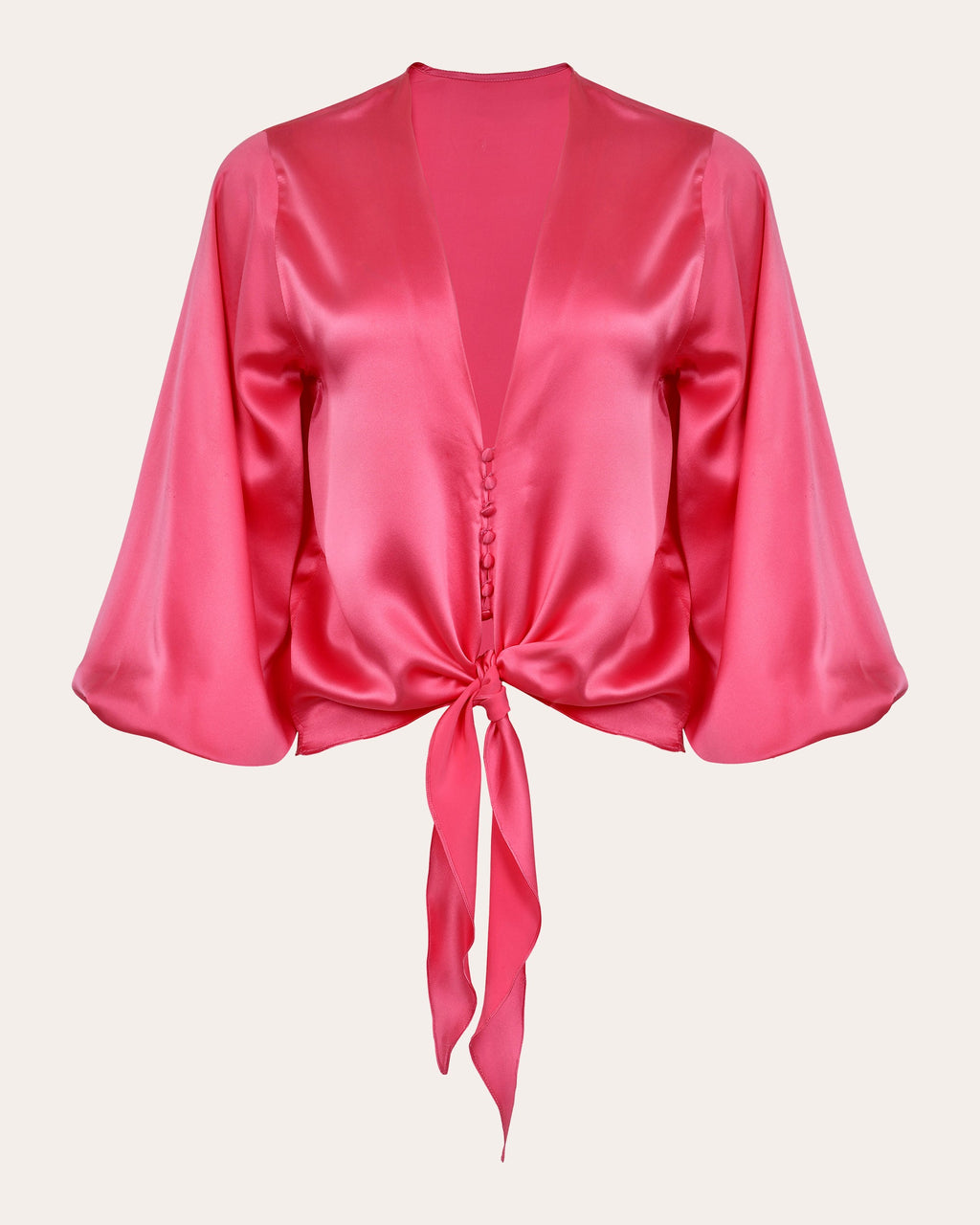 Crystal Silk Tie-Front Top