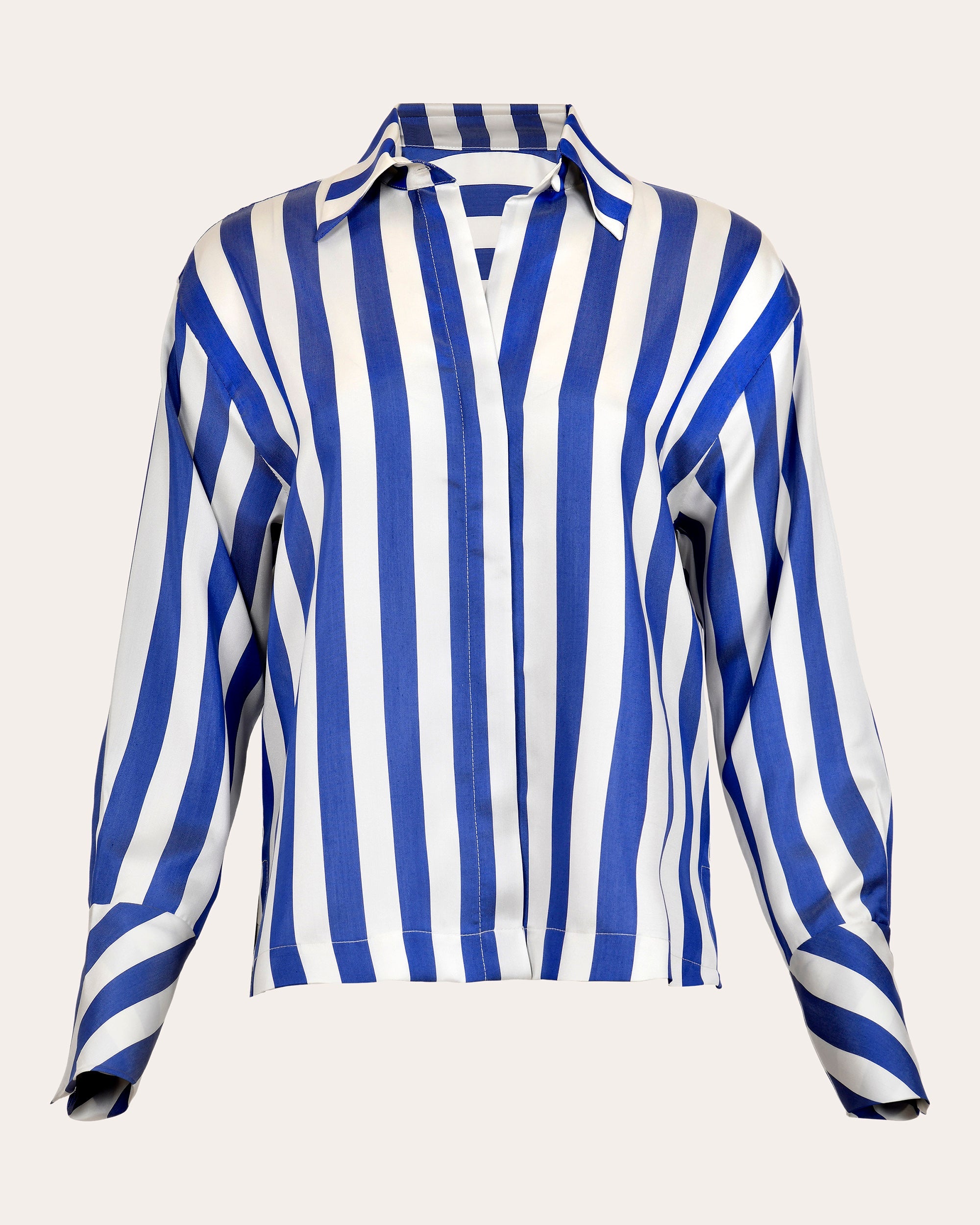 Cielo Stripe Silk Button-Up