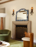 Garden Walk Upholstered Mantel Mirror by Sarah Sherman Samuel