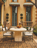 Leni Outdoor Dining Arm Chair, Natural Stripe