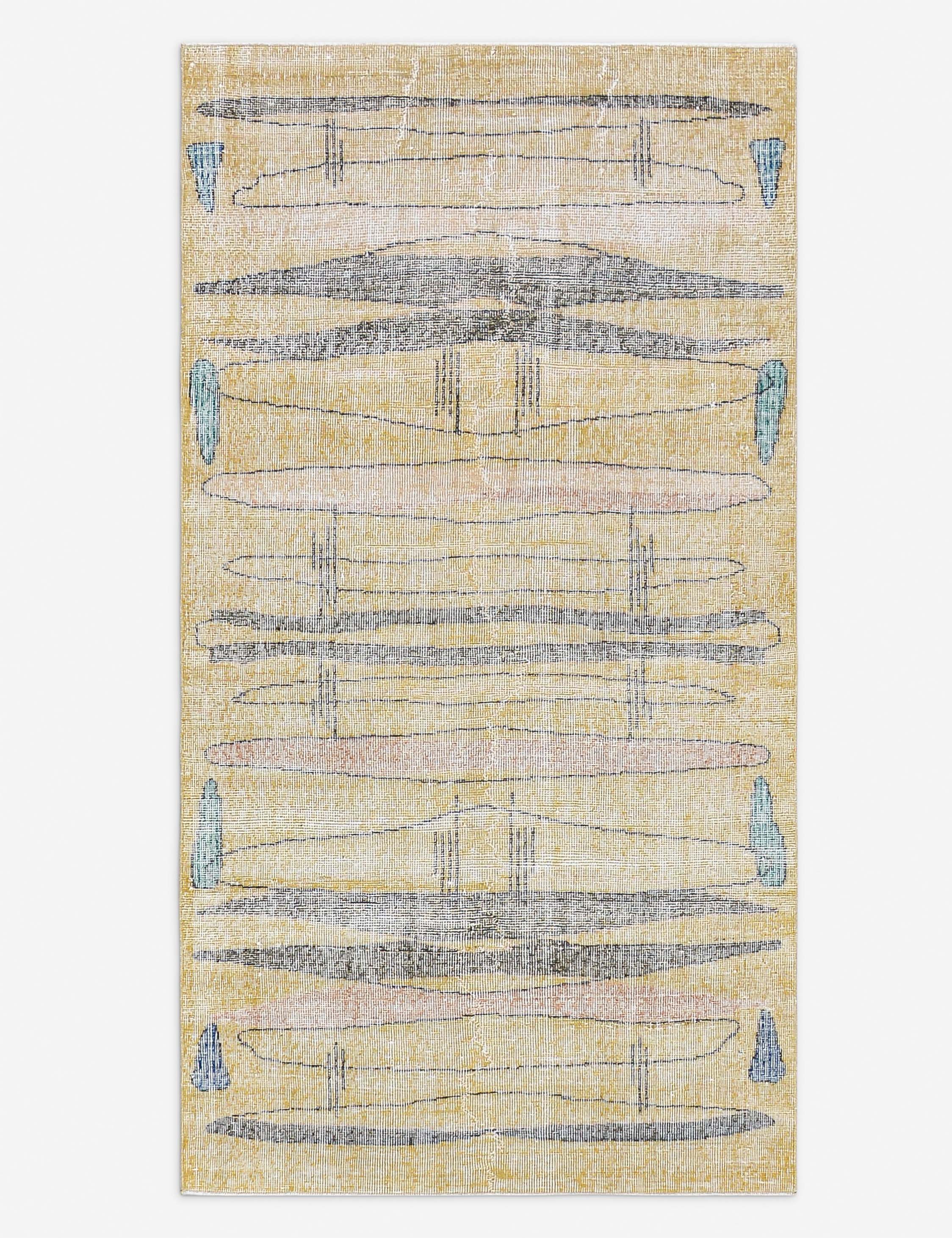 Vintage Turkish Hand-Knotted Wool Rug No. 498, 3' 8" x 7'