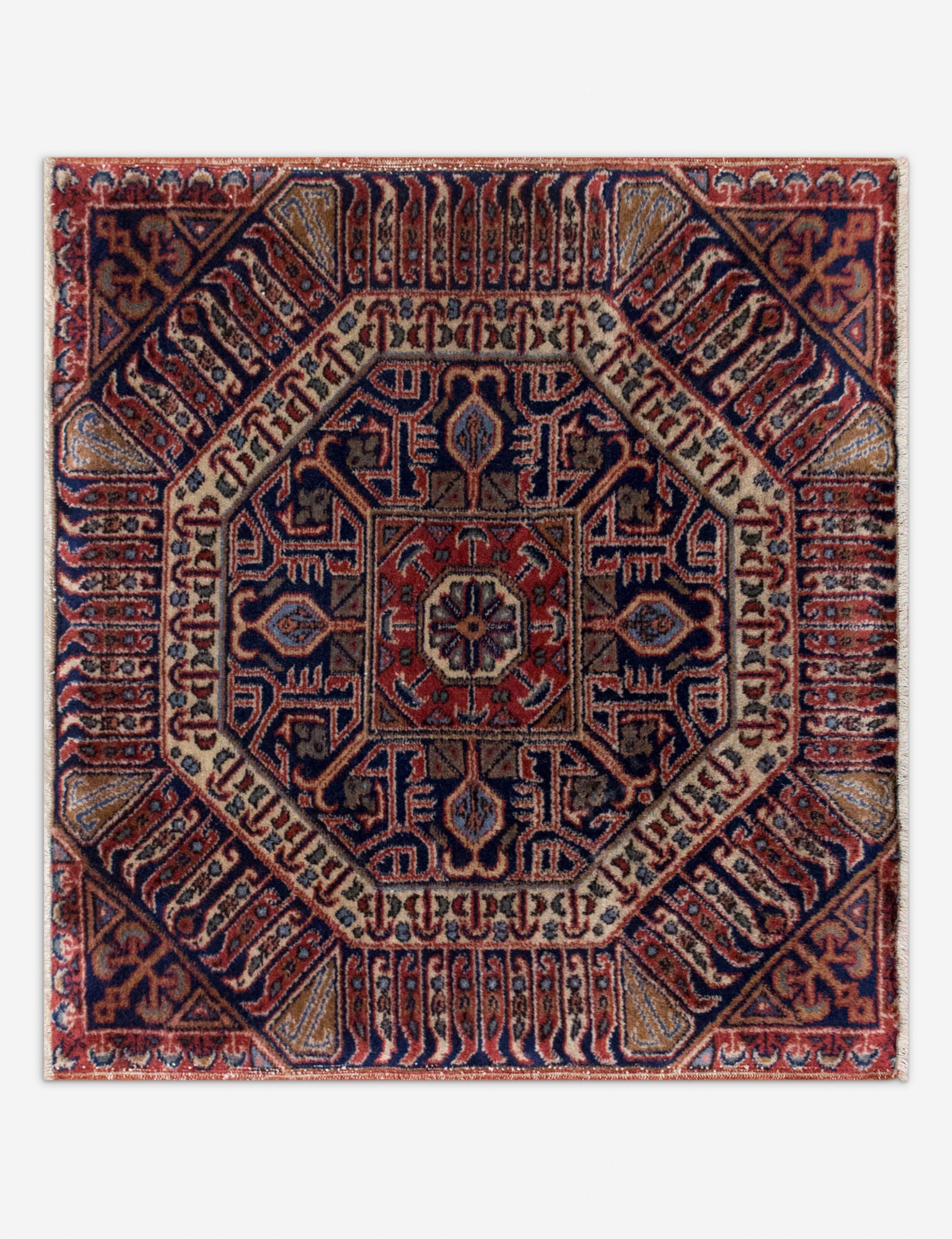 Vintage Turkish Hand-Knotted Wool Mini Rug No. 348, 2' x 2'2"