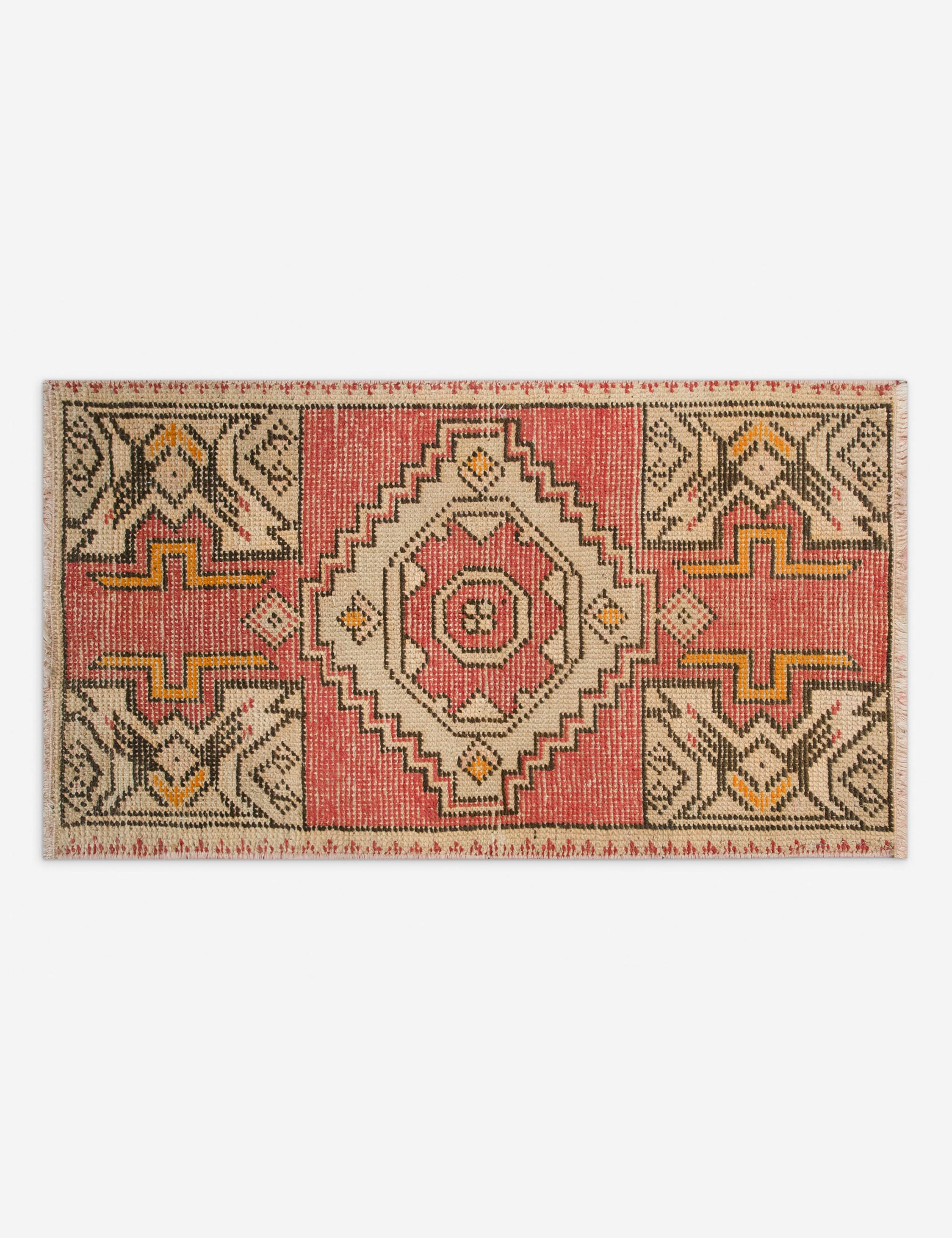 Vintage Turkish Hand-Knotted Wool Mini Rug No. 350, 1'6" x 3'