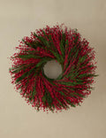Preserved Red Flax + Cedar Wreath