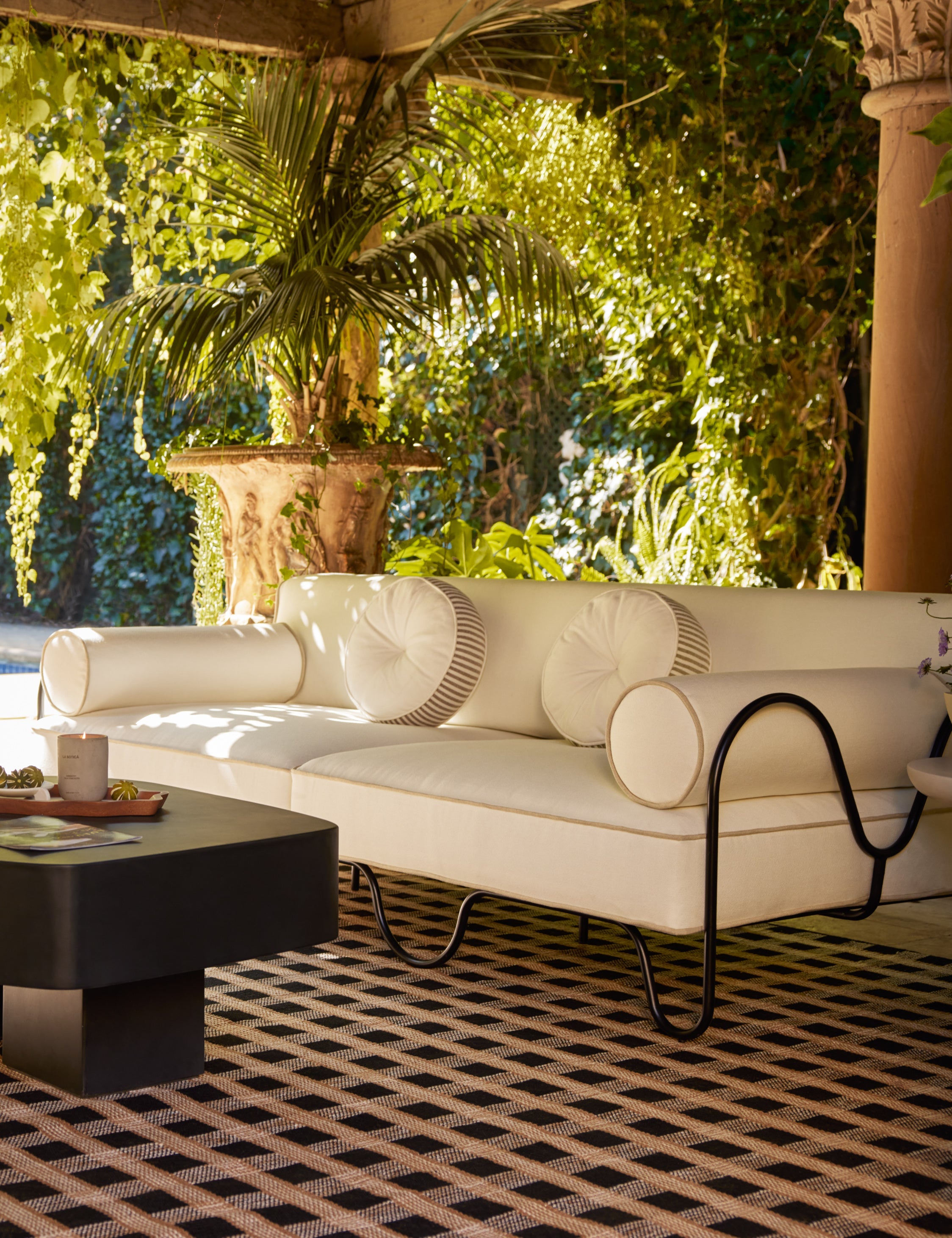 Littu Indoor / Outdoor Striped Disc Pillow by Sarah Sherman Samuel