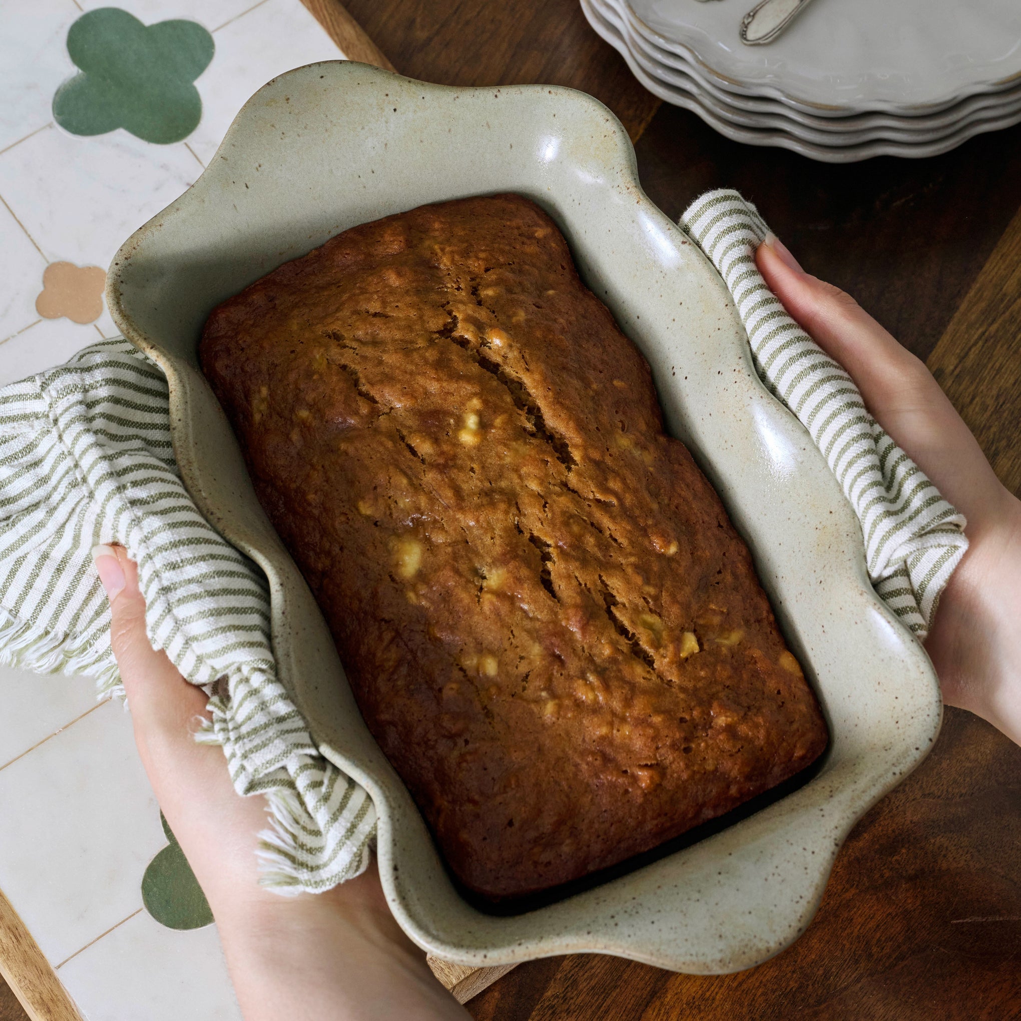 Loden Green Scalloped Loaf Pan