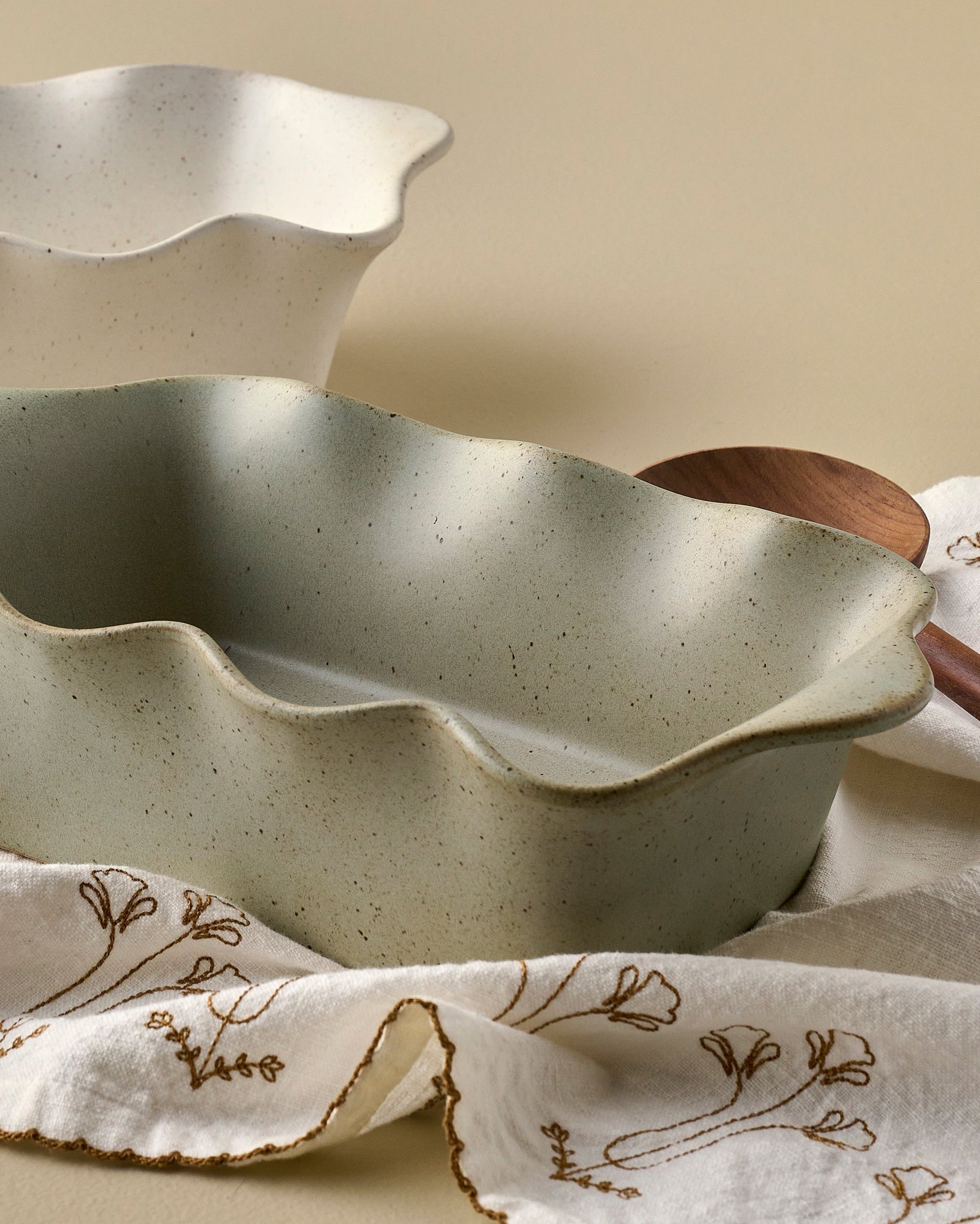 French White Scalloped Loaf Pan