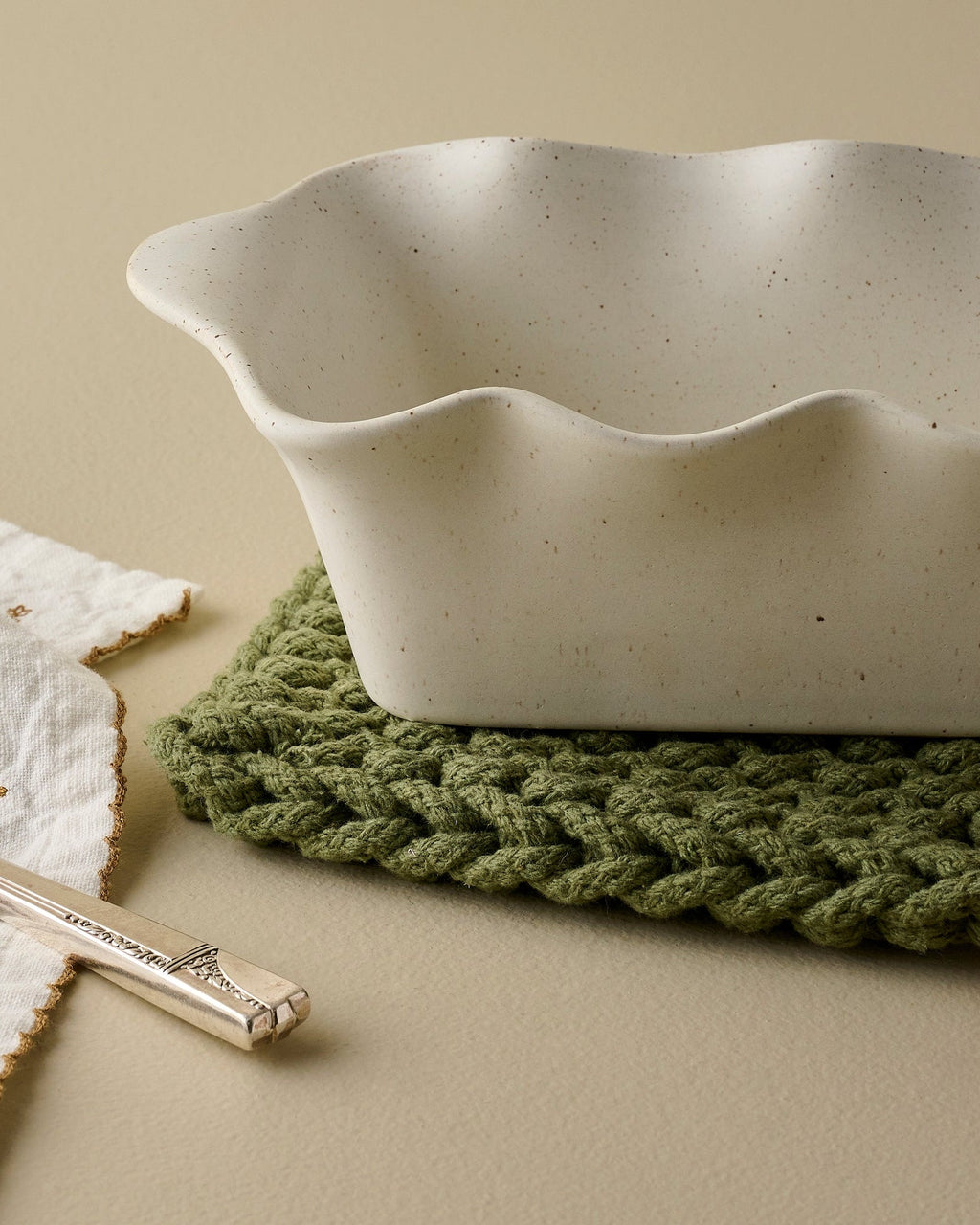 French White Scalloped Loaf Pan