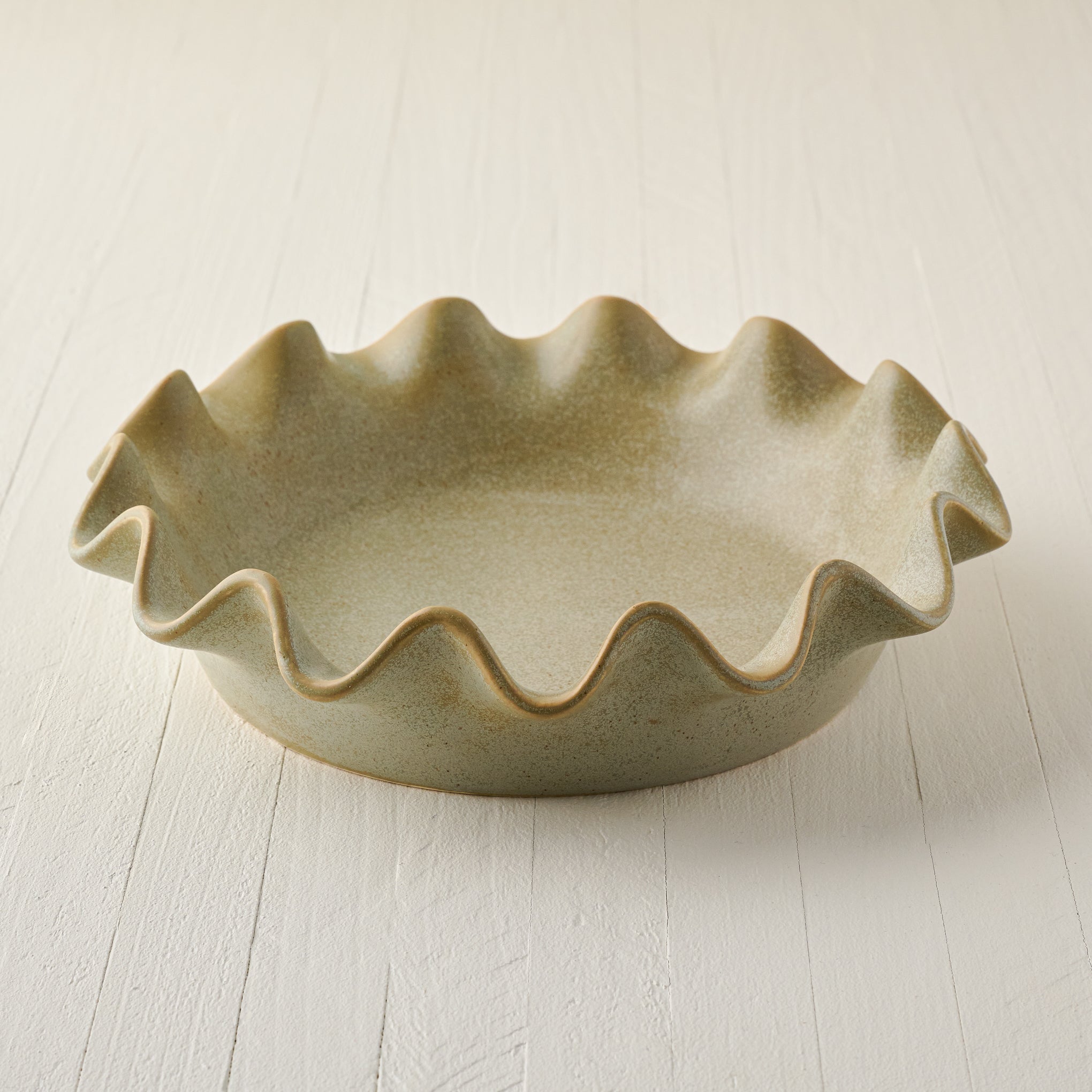 Loden Green Scalloped Pie Dish
