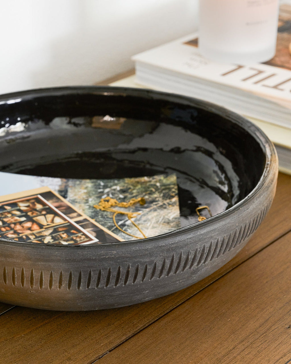 Rustic Black Clay Accent Bowl