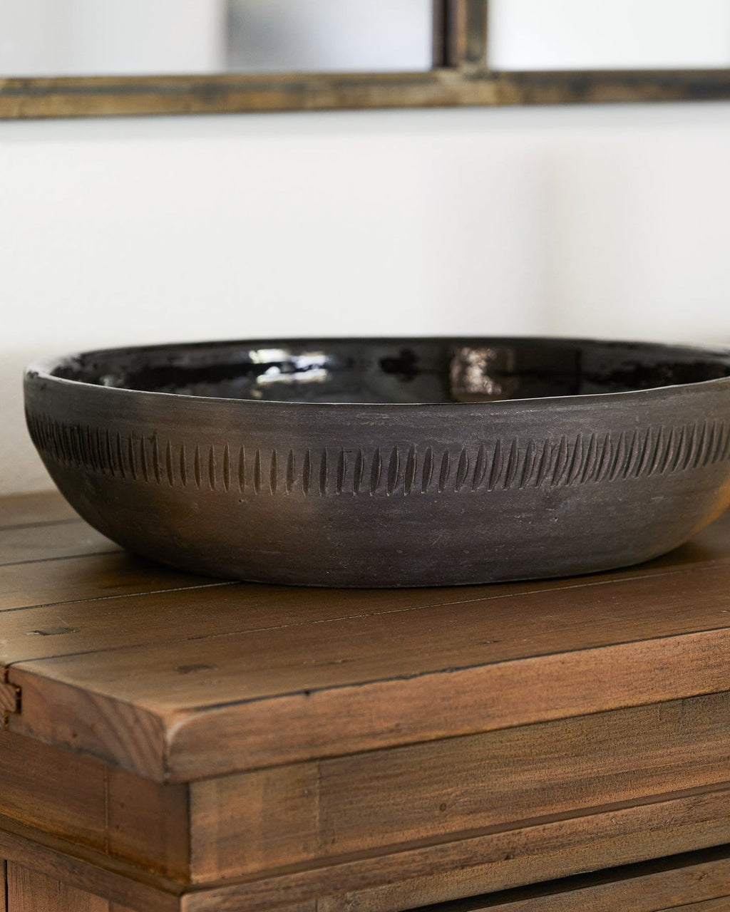 Rustic Black Clay Accent Bowl