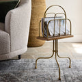Antique Brass and Wood Media Stand