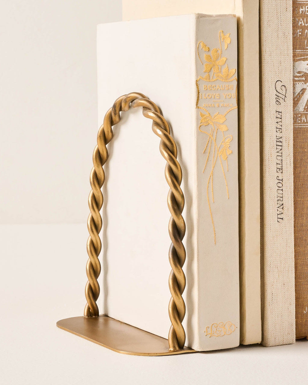 Twisted Vintage-Inspired Brass Bookends