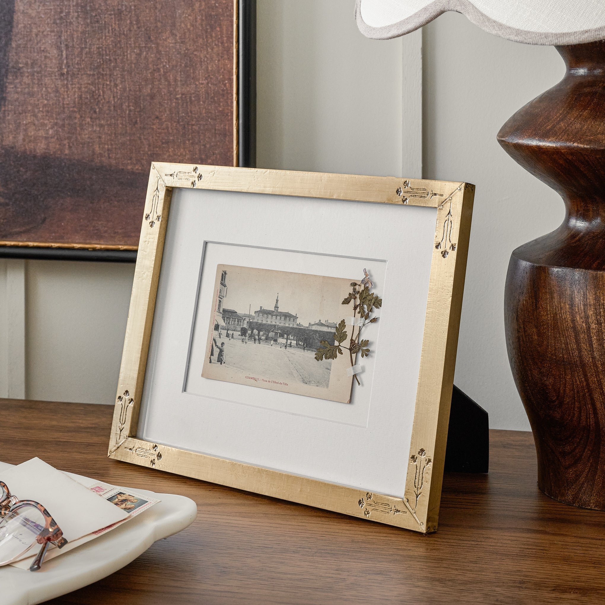 Floral Antique Brass Photo Frame
