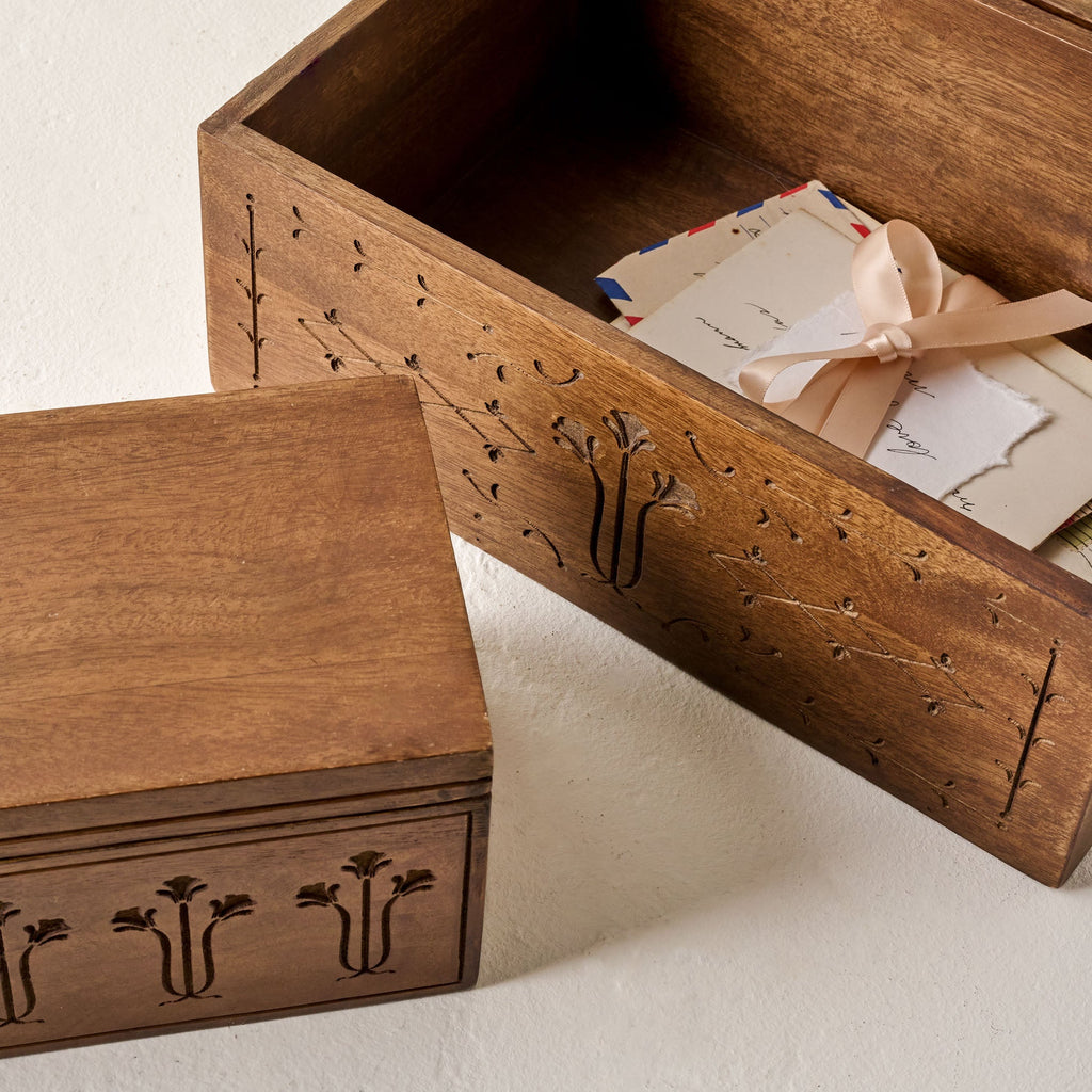 Etched Wood Keepsake Box