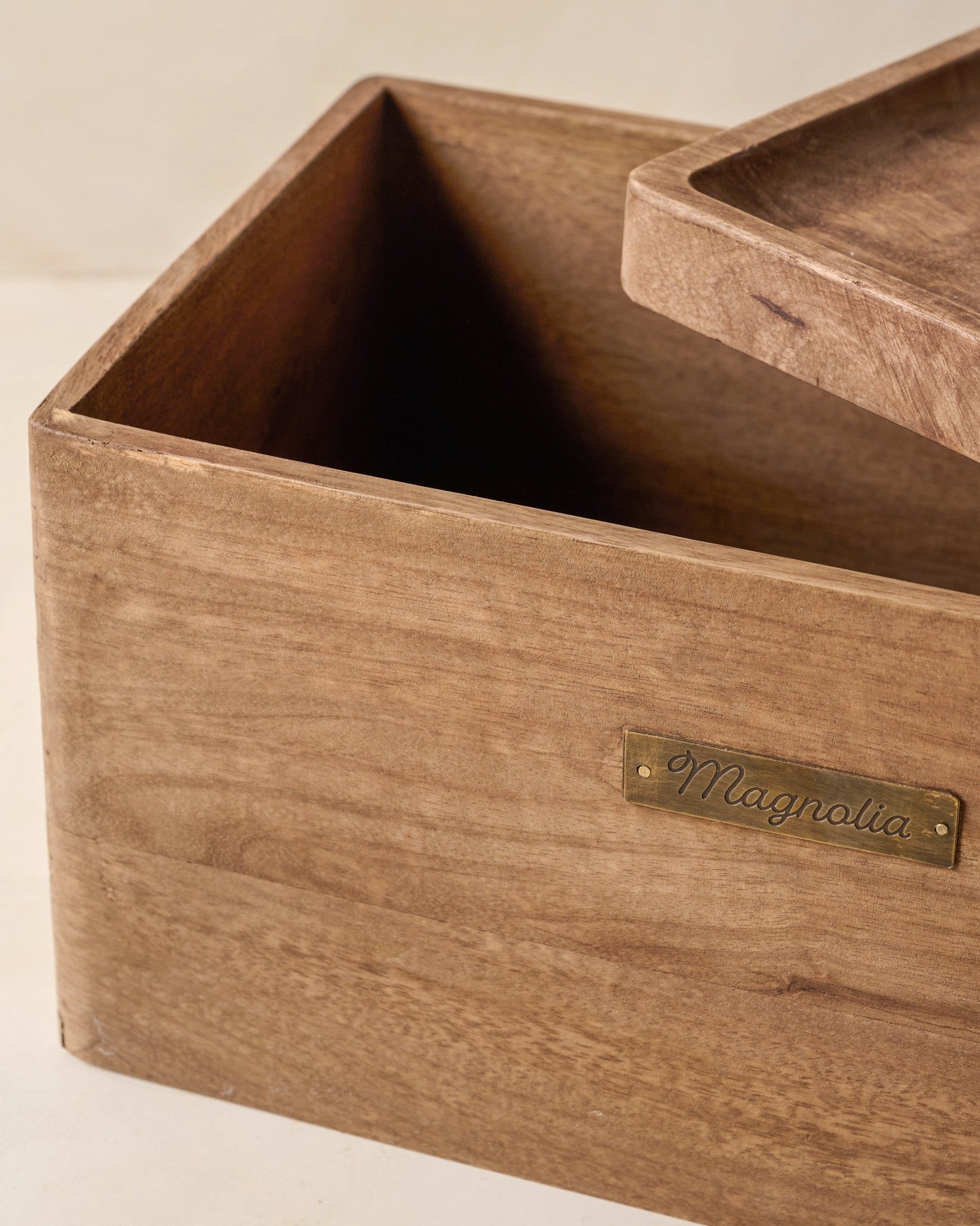 Magnolia Antiqued Wood Storage Box