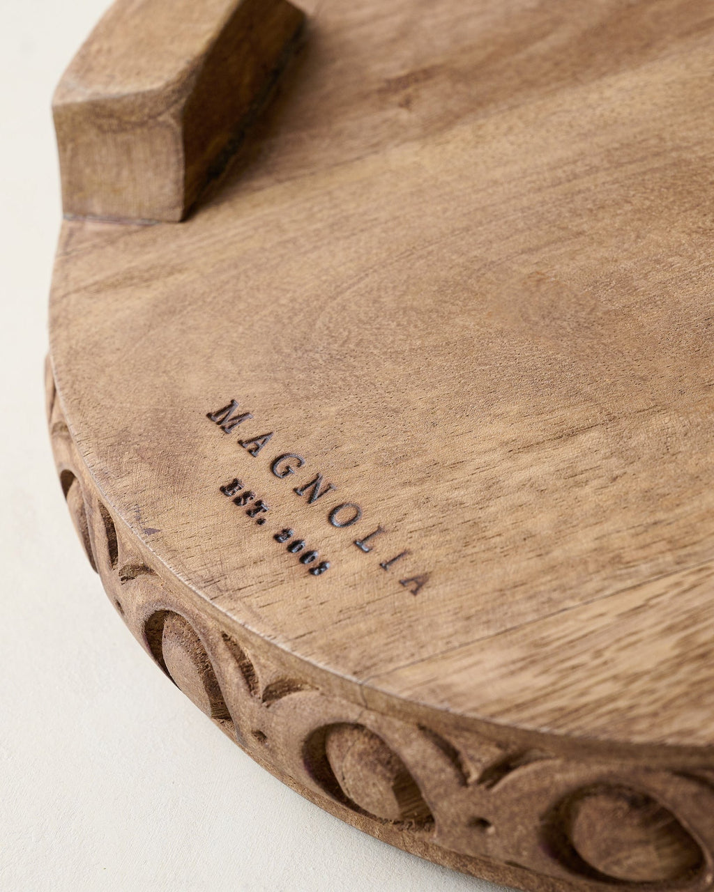 Antiqued Carved Wood Round Riser