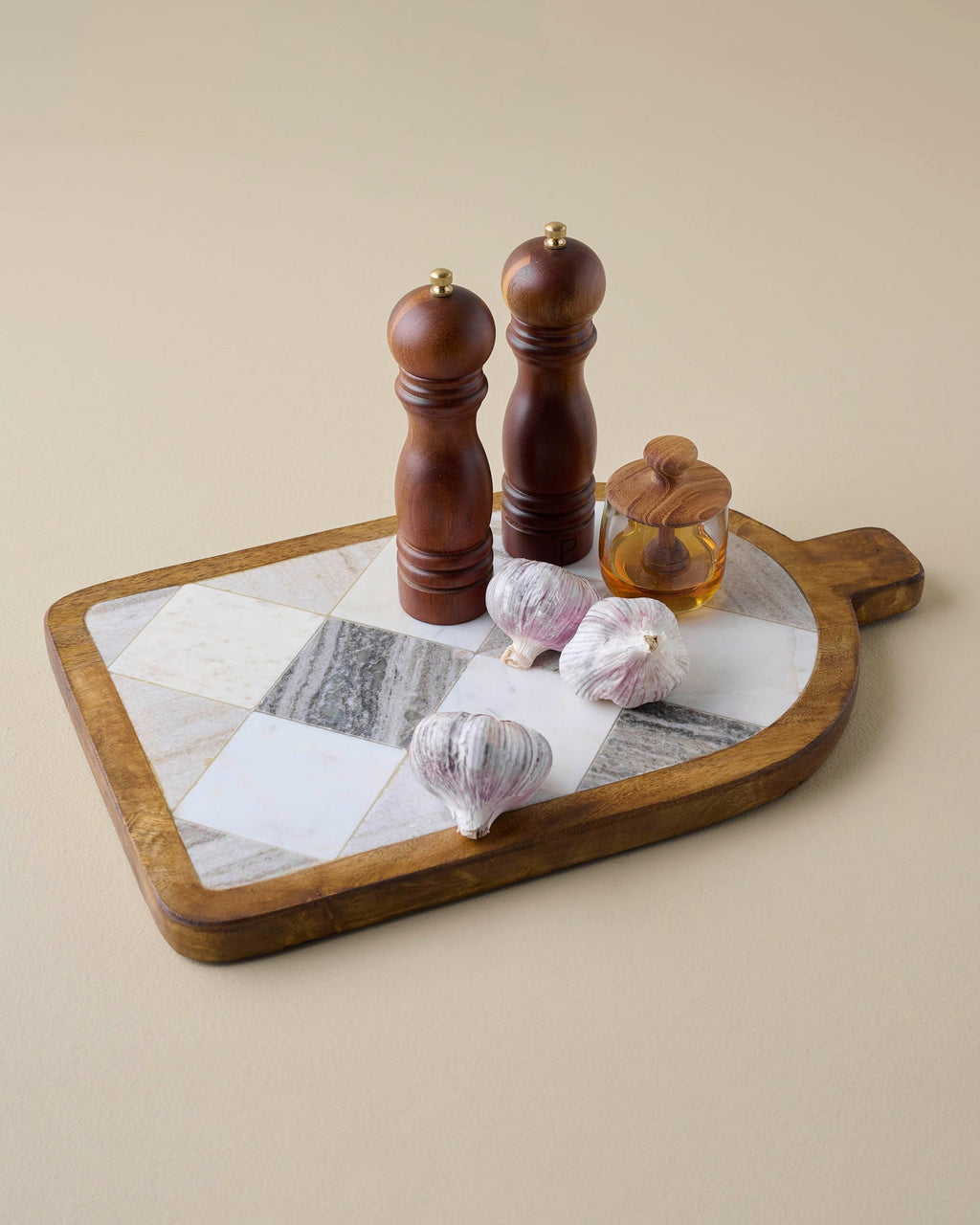 Everett Checkered Marble Serving Board
