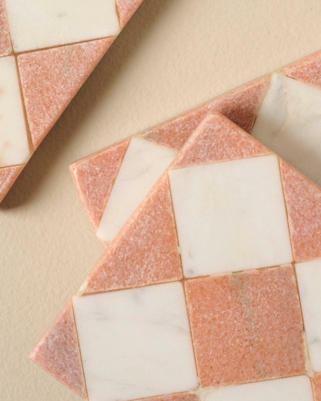 Carmella Checkered Marble Coasters Set of Four