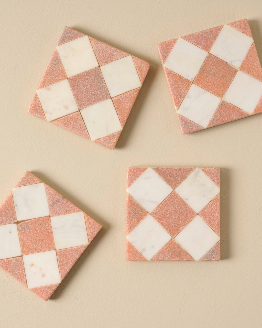 Carmella Checkered Marble Coasters Set of Four