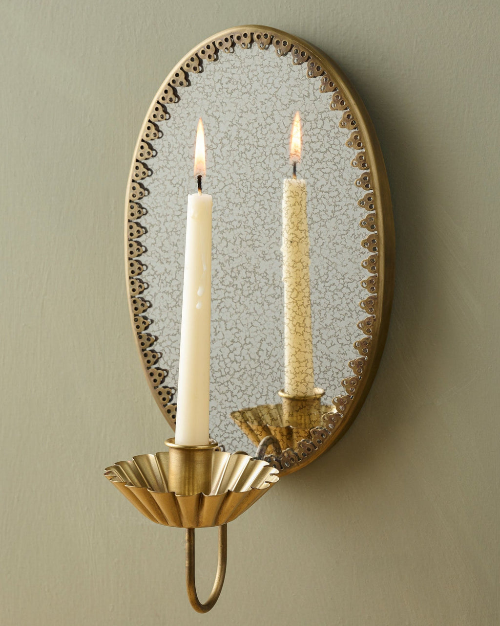 Oval Antique Mirrored Sconce