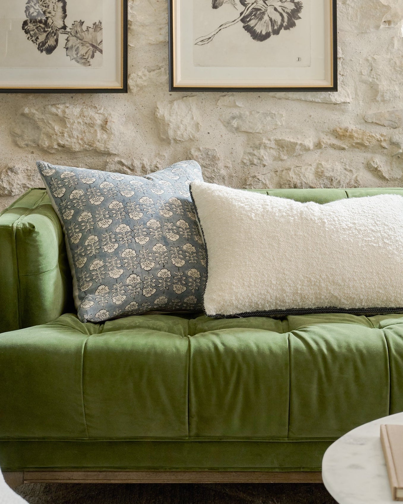 Flora Silver Blue Printed Pillow
