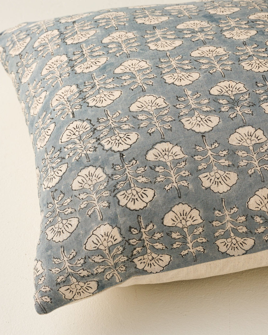 Flora Silver Blue Printed Pillow