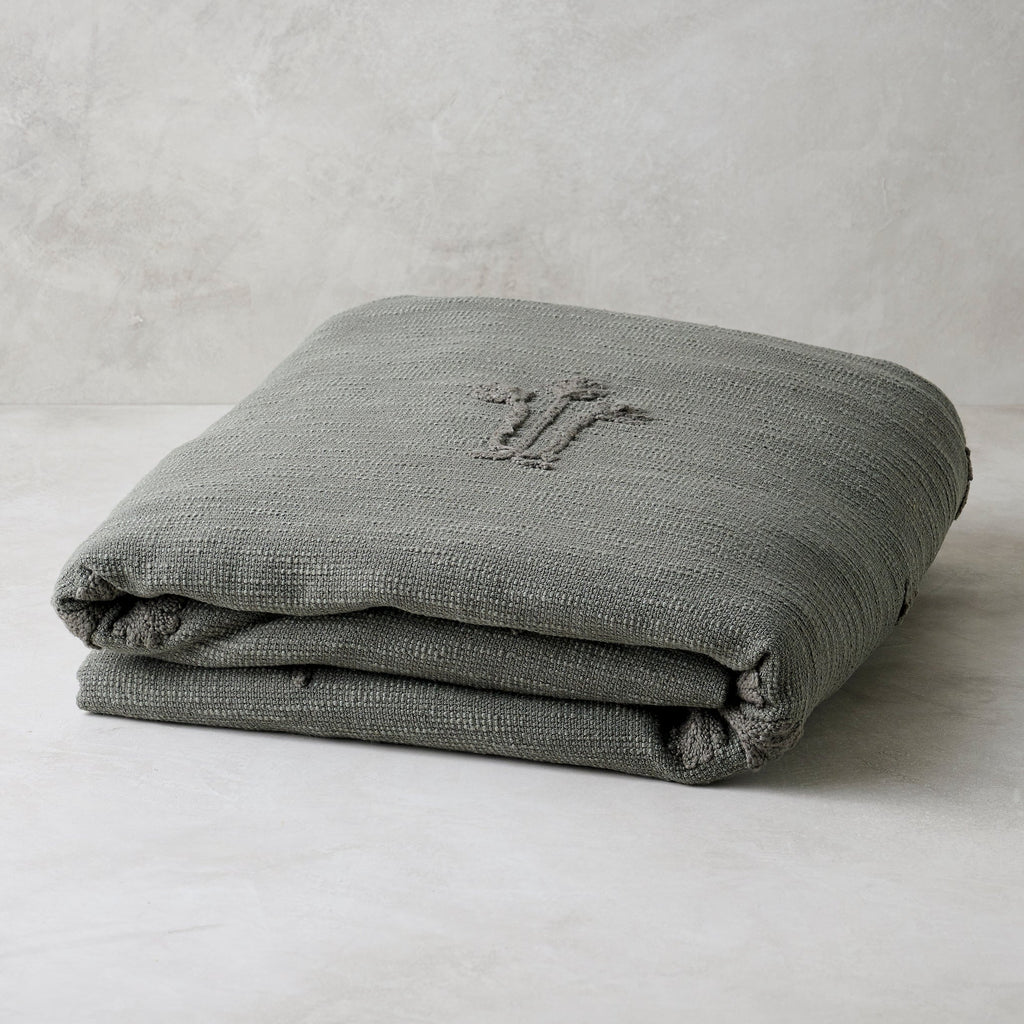 Petrol Blue Tulip Textured Coverlet