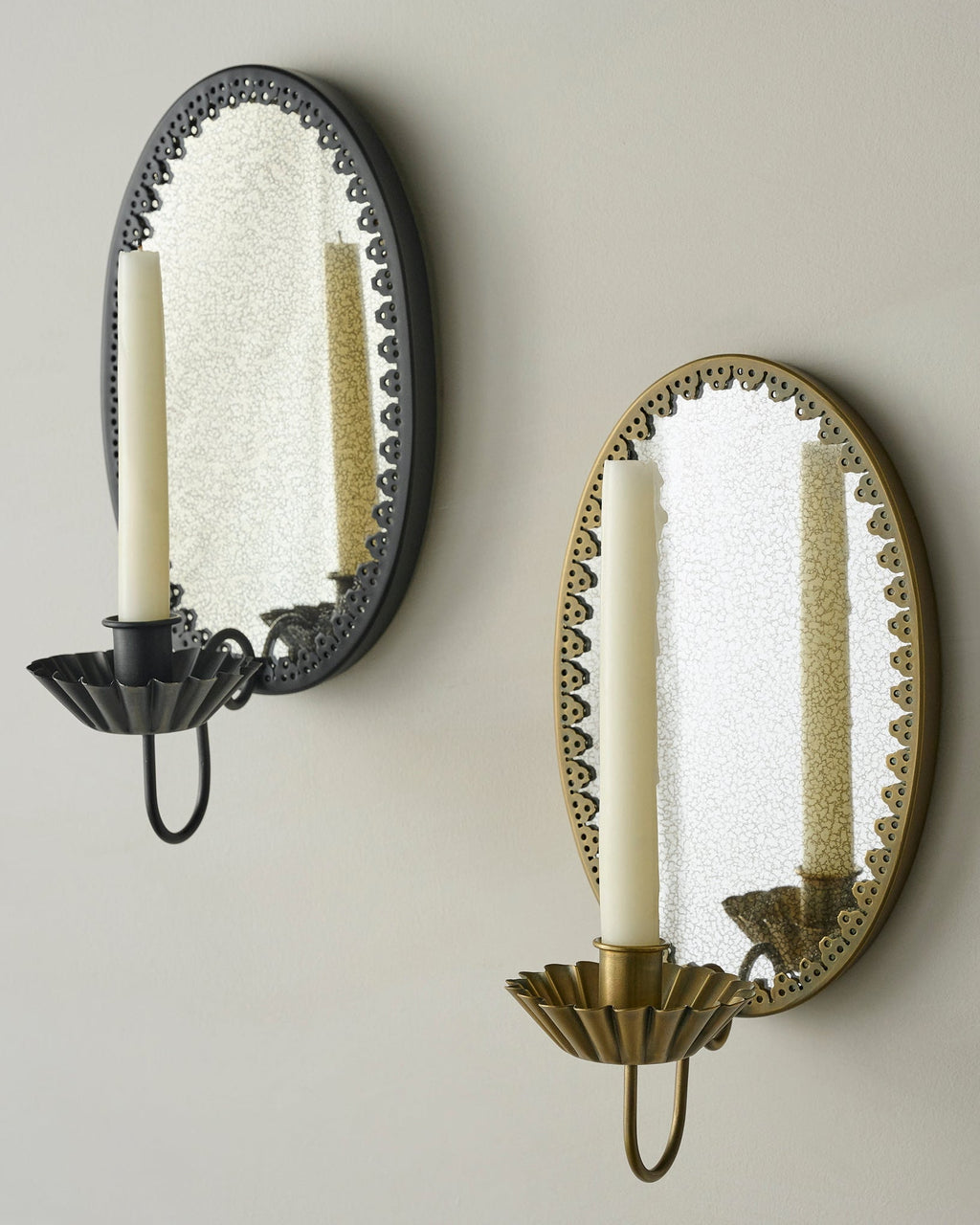 Oval Antique Mirrored Sconce