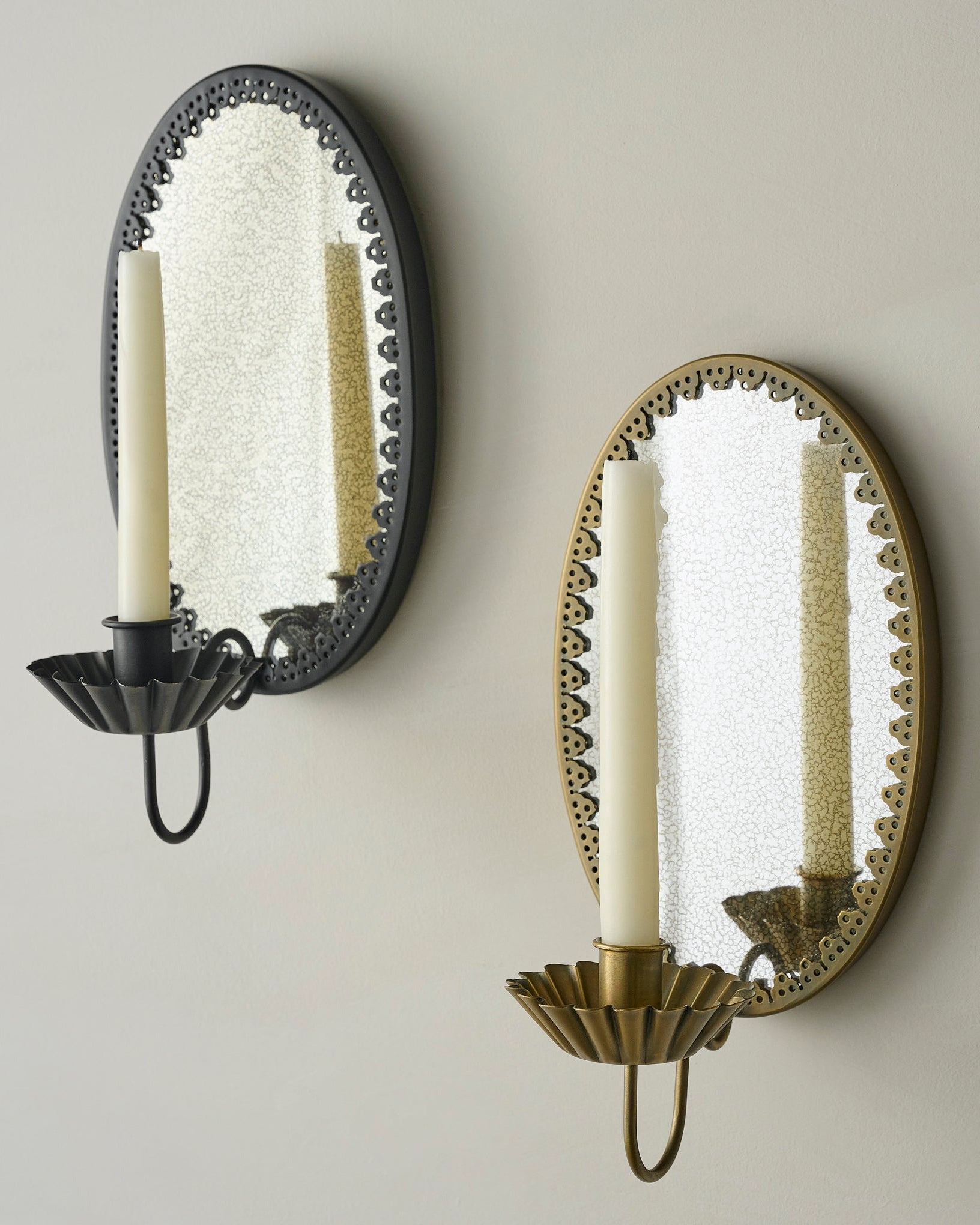 Oval Antique Mirrored Sconce