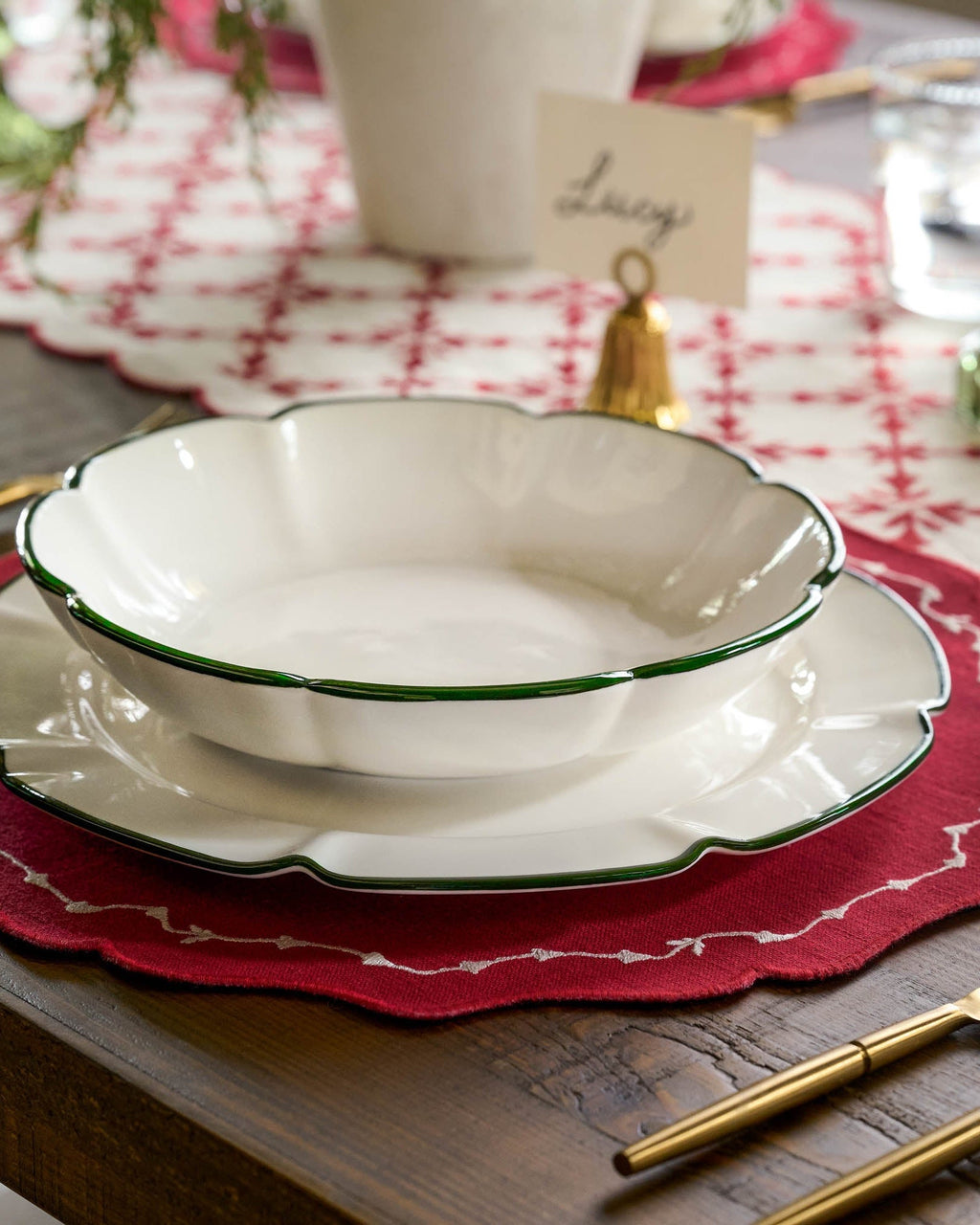 Green Luna Scalloped Pasta Bowl