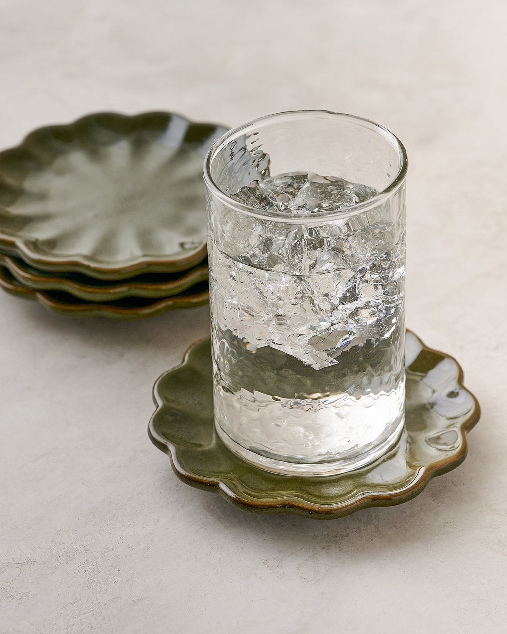 Sage Scalloped Edge Coaster Set of Four