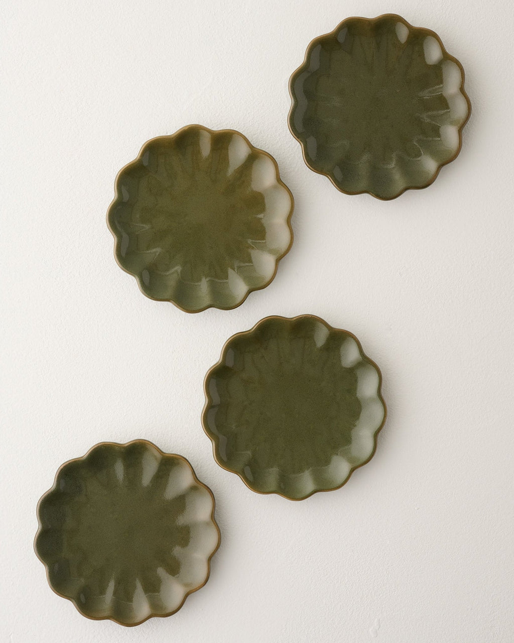 Sage Scalloped Edge Coaster Set of Four