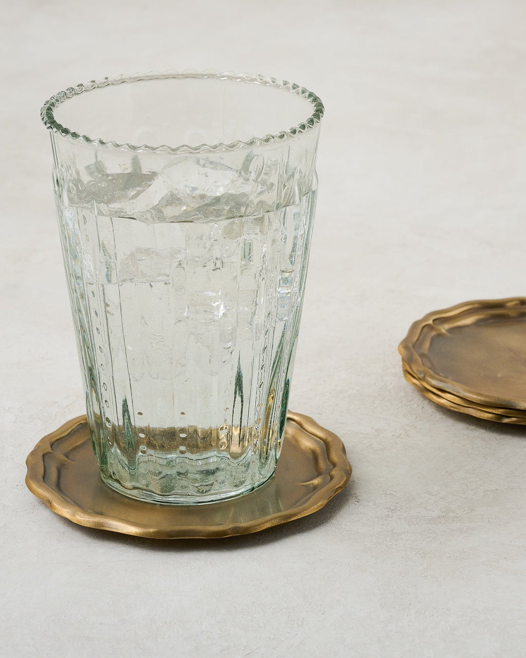 Vintage-Inspired Brass Coaster Set of Four