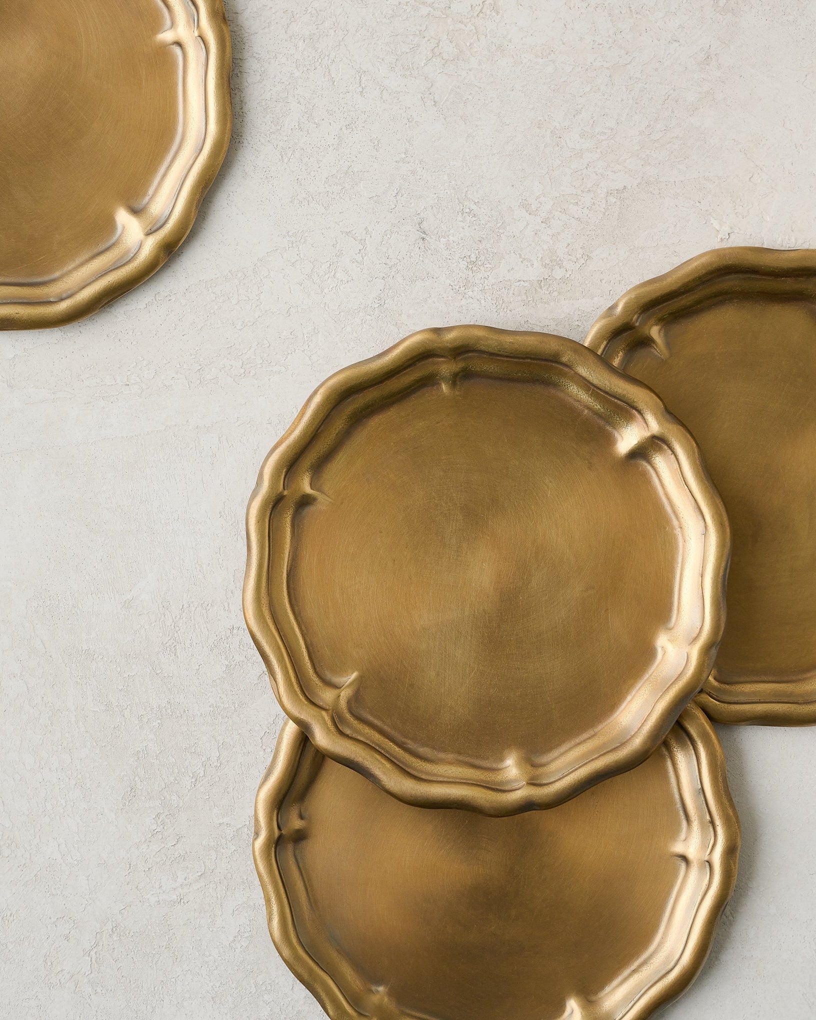 Vintage-Inspired Brass Coaster Set of Four
